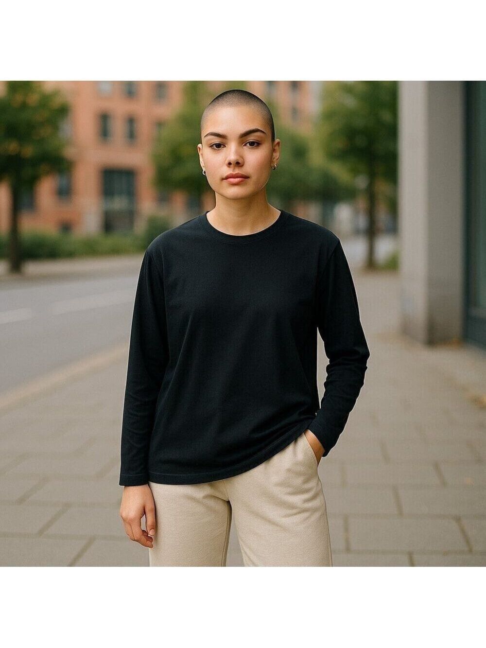 Eileen Fisher Black Long Sleeved T-shirt 100% Organic Cotton Size S
